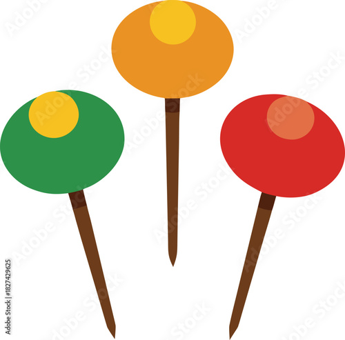 Vector Illustration of board pins on a white background, 
