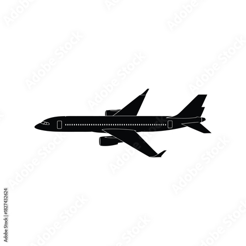 Wallpaper Mural Silhouette of a modern commercial airplane in flight Torontodigital.ca