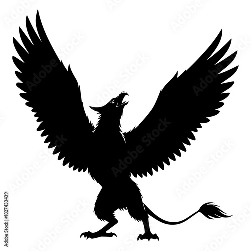 Majestic Silhouette The Legendary Griffin in Full Flight, A Symbol of Power