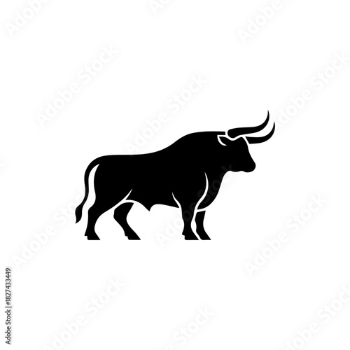 Bold Silhouette A Powerful Bull Symbolizing Strength and Tenacity in Design