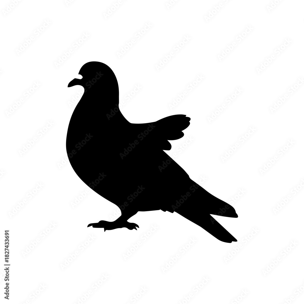 Fototapeta premium Black Pigeon Silhouette A Simple Icon for Nature and Urban Environments