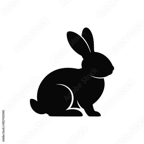 Simple black silhouette of a sitting rabbit
