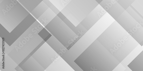 Abstract vector minimal tech gradient white, gray creative triangle geometric technology space. rectangle randomly arranged white line background. paper web overlap presentation design.	