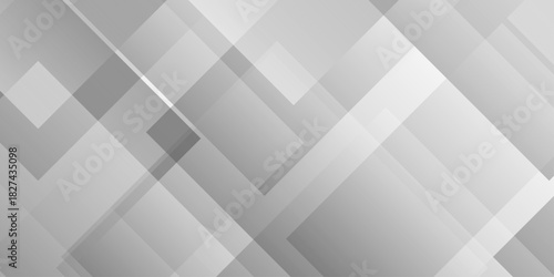 Vector minimal tech gradient white, gray creative triangle geometric technology space. rectangle randomly arranged white line background. paper web overlap presentation design.	