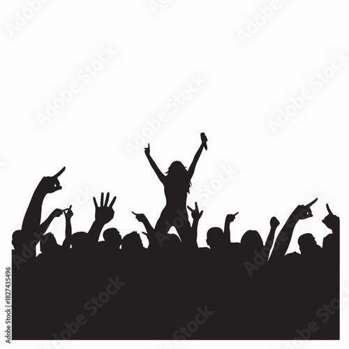 Live Music Event with Fans Vector Illustration on white background