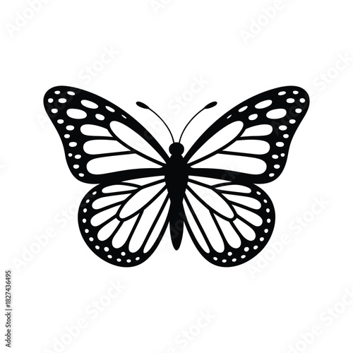 Monarch butterfly silhouette with detailed wing patterns
