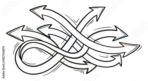 Illustration of directional arrows pointing in various directions vector drawing design graphic arrow direction concept