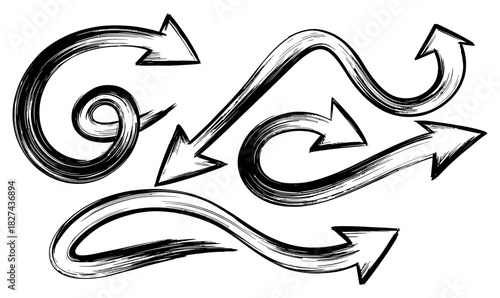 Vector arrows illustration direction arrow design graphic arrows element set black arrows drawing sketch 100