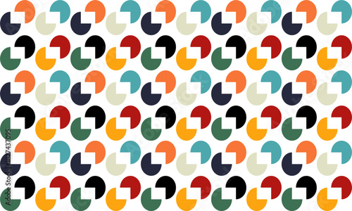 vintage color, red orange yellow green blue seamless repeat circle pattern, replete image, design for fabric printing