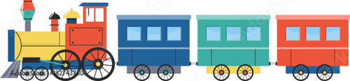 Isolated Flat Design of a Simple Children's Toy Train