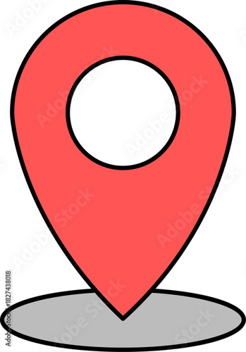 Flat Design Modern Red Location Pointer Pin Icon Symbol Sign