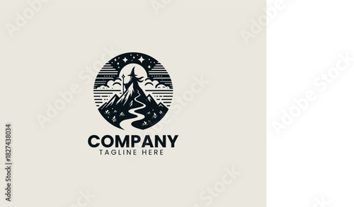 Wizards Mountain black vector logo illustration