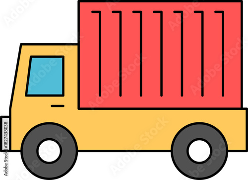 Simple Line Art Delivery Truck Transport Icon Illustration Design