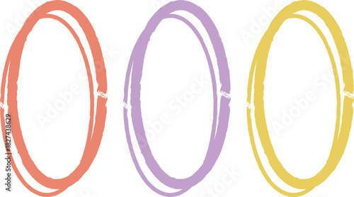 Hand-drawn Oval Highlight Frames. Colorful hand-drawn marker oval frames for notes and design accents