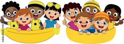 Happy Kids Illustration, Children Playing Vector, Hand Drawn Kids Artwork, Cute School Cartoon, Friendship Kid Drawing, Minimal Children Design, Creative Kids Illustration, Fun Childhood Art, Colorful