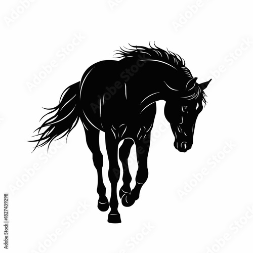 Majestic Black Horse Galloping with Grace and Power.