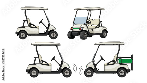 Golf Cart Collection Set of Four Diverse Carts for Leisure and Sport