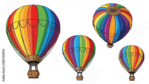 Vibrant Hot Air Balloons Taking Flight in a Colorful Sky Adventure