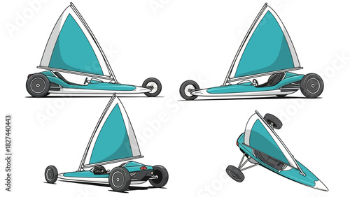 Innovative Land Sail Vehicle Design Concept from Multiple Angles