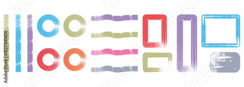 Abstract grunge paint brush stroke set. Ink brushstroke and paintbrush template with splashes grunge. highlighter lines or felt-tip pen marker. colorful Vector grungy paint brush strokes collection. 