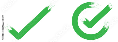 Check tick mark icon set. Green check mark vector symbol icon. Vector symbols set ,green checkmark isolated on white background. Brush strokes green check mark isolated on transparent background.