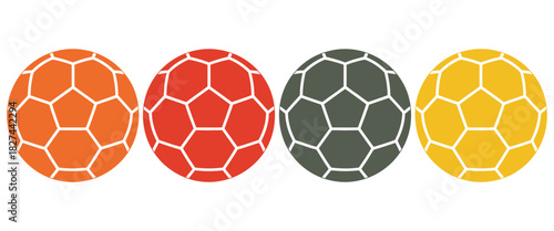 Handball sport icon set, representing team sport, athletic activity, competition, fitness, recreation, training, professional game, indoor and outdoor play, exercise, teamwork, physical activity,