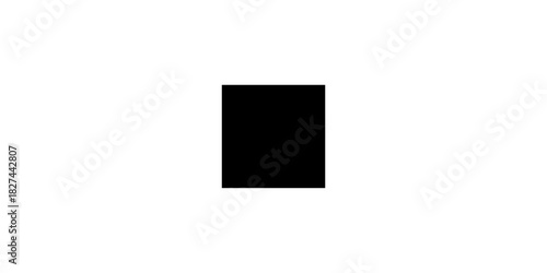 Minimalist Black Square Shape with Thin White Border on Transparent Background