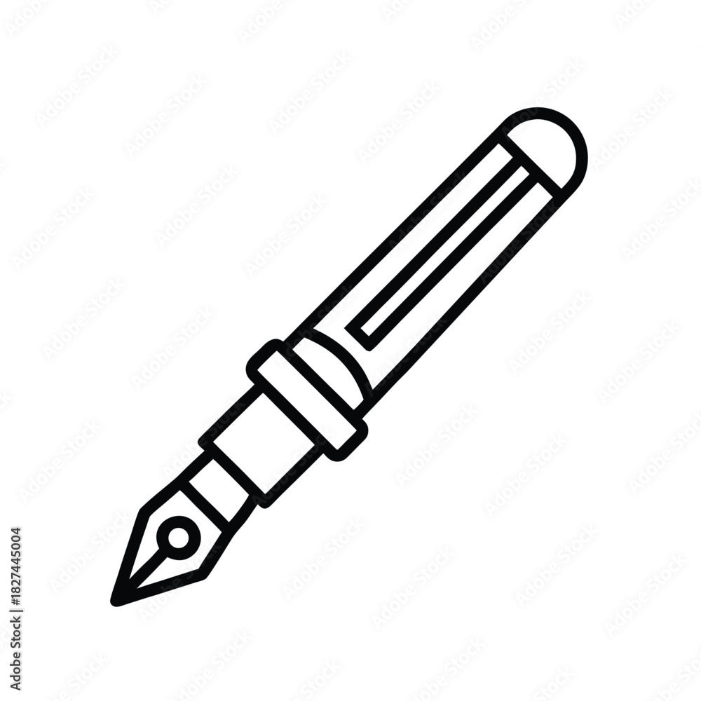 Fototapeta premium Fountain Pen Outline Icon –Simple, Clean, and Minimal Design. Vector Illustration of a Classic Fountain Pen.