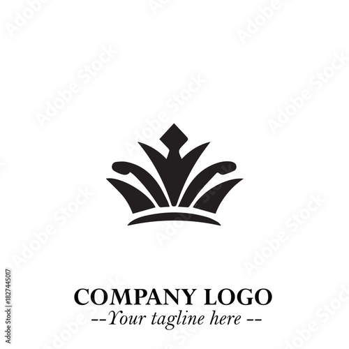 Elegant Black Crown Logo Symbol on a Clean White Background for Premium Branding Design