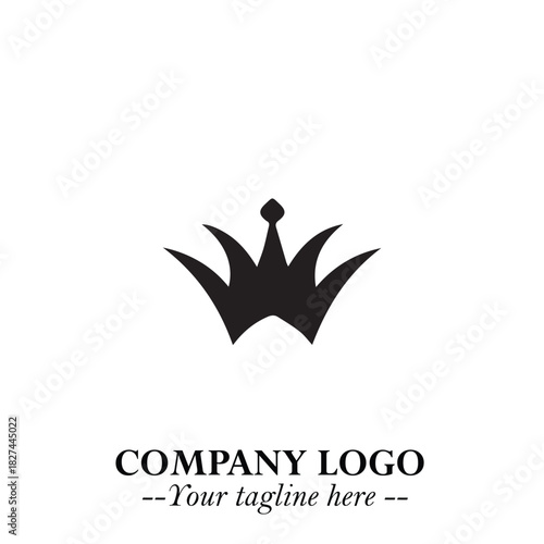 Elegant Black Crown Logo Symbol on a Clean White Background for Premium Branding Design