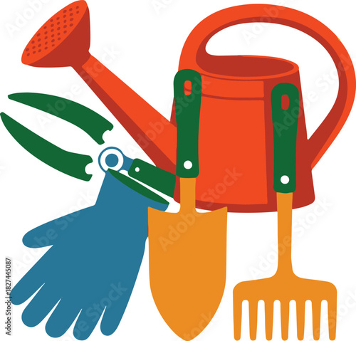 Gardening Tools Icons Vector | Outdoor Garden Illustration
