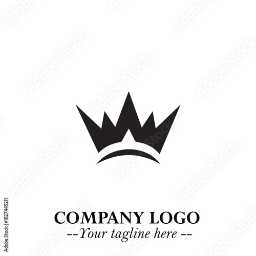 Elegant Black Crown Logo Symbol on a Clean White Background for Premium Branding Design