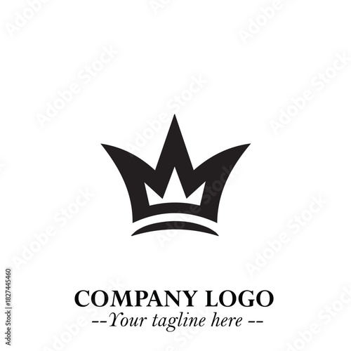Elegant Black Crown Logo Symbol on a Clean White Background for Premium Branding Design