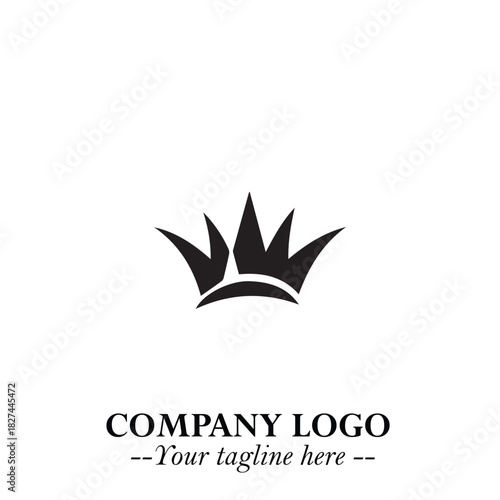 Elegant Black Crown Logo Symbol on a Clean White Background for Premium Branding Design