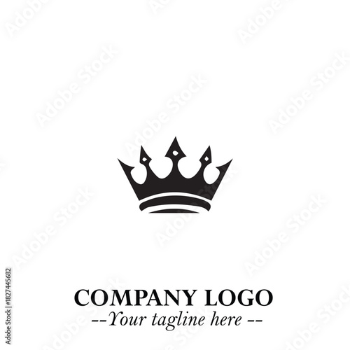 Elegant Black Crown Logo Symbol on a Clean White Background for Premium Branding Design