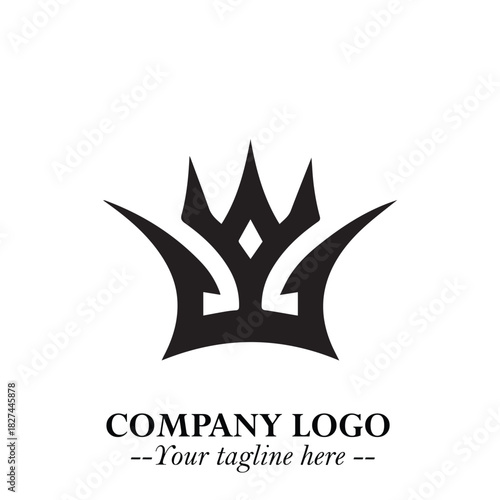 Elegant Black Crown Logo Symbol on a Clean White Background for Premium Branding Design