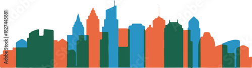 colorful city skyline silhouette vector