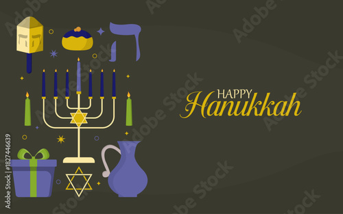 Happy Hanukkah vector banner.eps