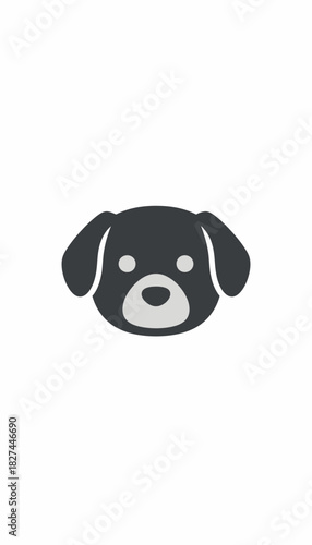 A simple, minimalist graphic icon of a black dog's head on a plain white background.