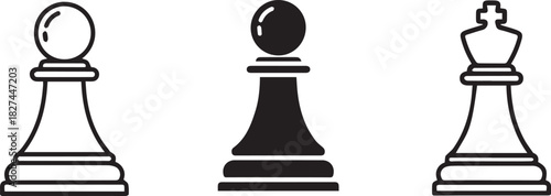 Chess Pieces Pawn and King Silhouette black and white