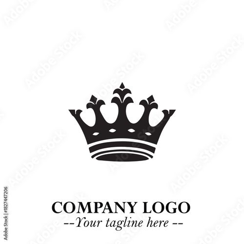 Elegant Black Crown Logo Symbol on a Clean White Background for Premium Branding Design