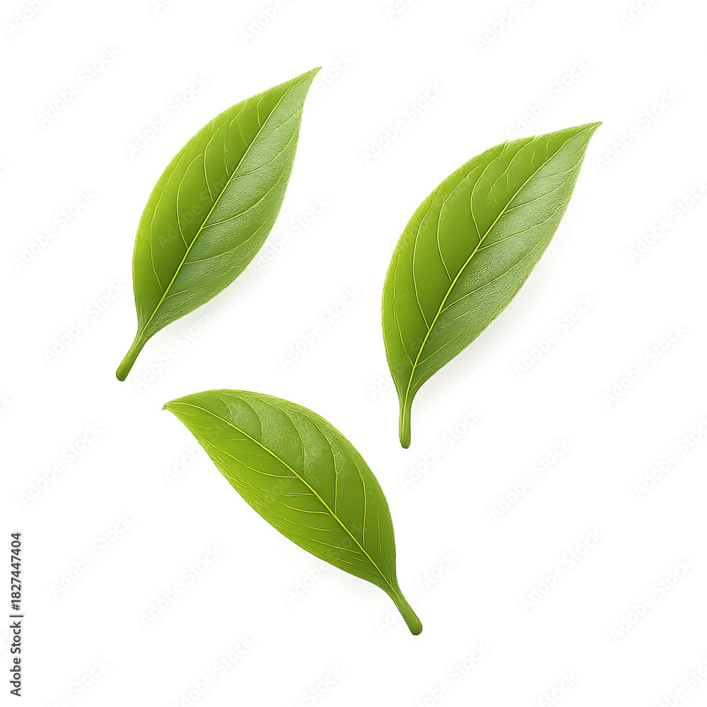 Fototapeta premium Fresh vibrant green leaves isolated on clean background for eco-friendly designs isolated on transparent background