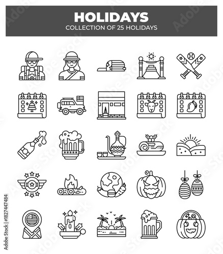 Collection of 25 Holidays. A Visual Guide to Festive Traditions