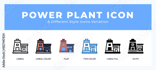 Power plant icon symbol. logo illustration with different styles