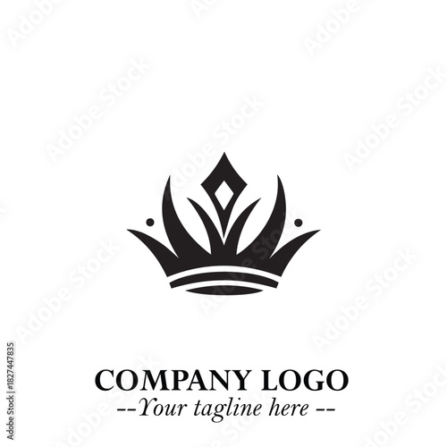Elegant Black Crown Logo Symbol on a Clean White Background for Premium Branding Design