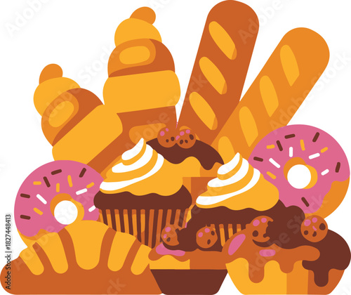 Bakery Icons Vector | Pastry Dessert Illustration