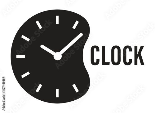 Melting clock icon, time symbol illustration for concepts of deadline, urgency, passage of time, and surrealism design