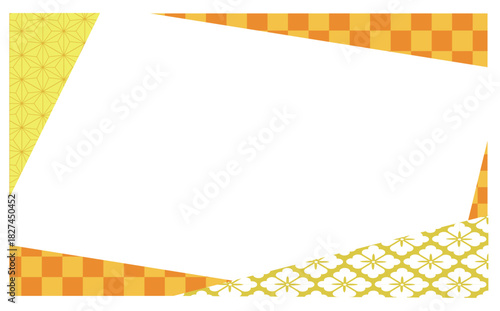 かわいい橙色の和柄背景フレーム