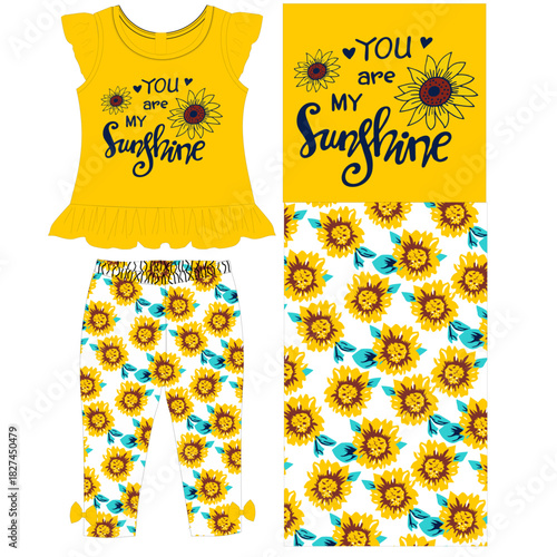 girls frocks with leggings flower yellow print