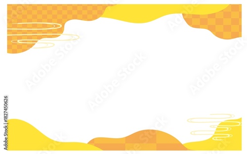 黄色和風背景フレーム素材